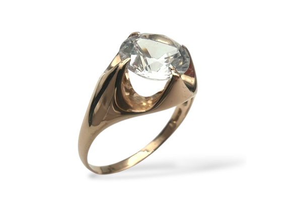 Klosterfoss Vintage - Gult gullring m. blank stein 585