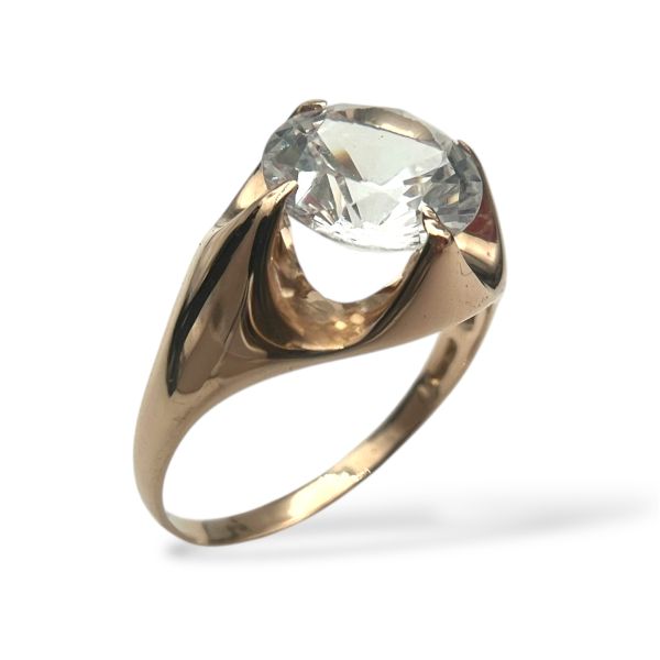 Klosterfoss Vintage - Gult gullring m. blank stein 585