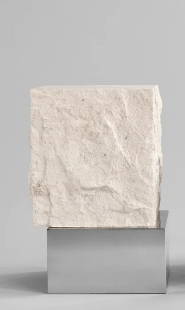 Temple salongbord, høy- krom / kalkstein