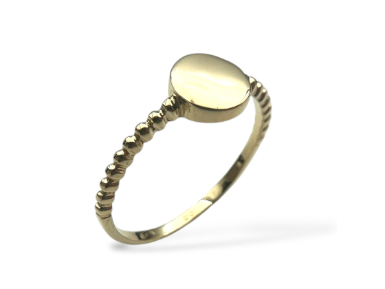 Klosterfoss Vintage - Gult gullring m. sirkel 585