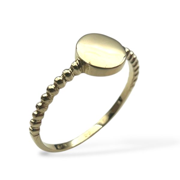 Klosterfoss Vintage - Gult gullring m. sirkel 585