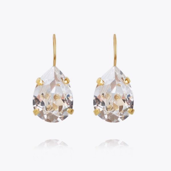 Mini Drop Clasp Earrings - Gold/Crystal 
