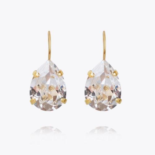 Mini Drop Clasp Earrings - Gold/Crystal 