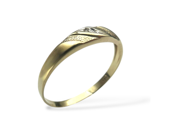 Klosterfoss Vintage - Gult gullring m. liten dia 585