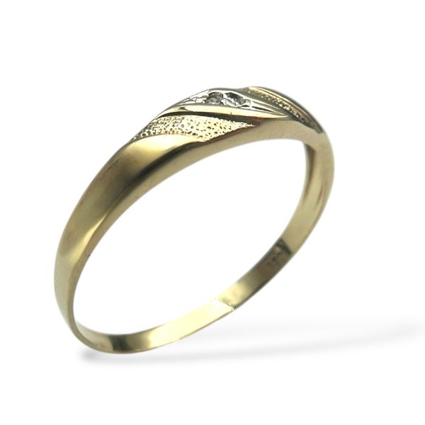 Klosterfoss Vintage - Gult gullring m. liten dia 585