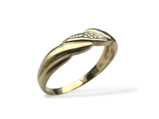 Klosterfoss Vintage - Gult gullring m. to dia 585