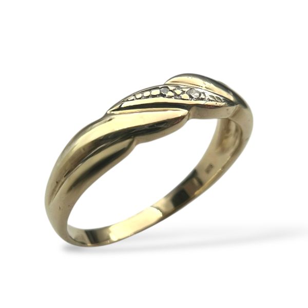 Klosterfoss Vintage - Gult gullring m. to dia 585