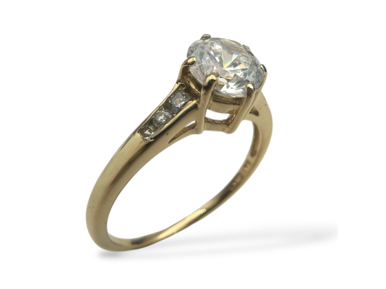 Klosterfoss Vintage - Gult gullring blank cz 585