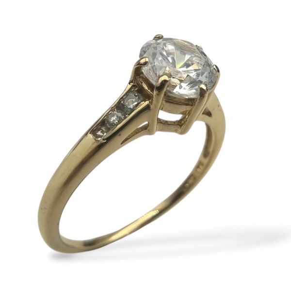 Klosterfoss Vintage - Gult gullring blank cz 585