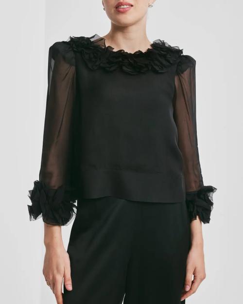 Organza Frilly Top - Black