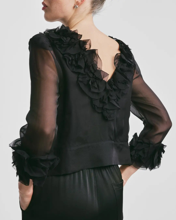 Organza Frilly Top - Black - Image 2