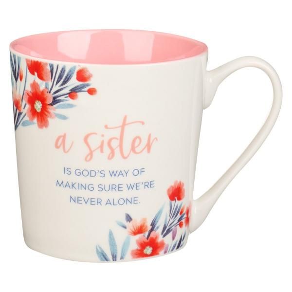 Kopp - Sister Pink Floral Ceramic Coffee Mug - Proverbs 31:29