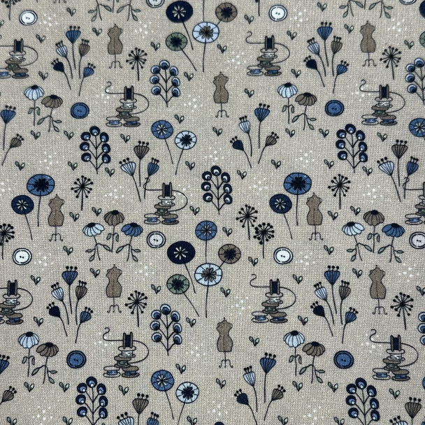 Bobbins & Blooms- blå småprint sysaker