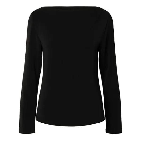 Tenny Draped Boatneck Top - Black 