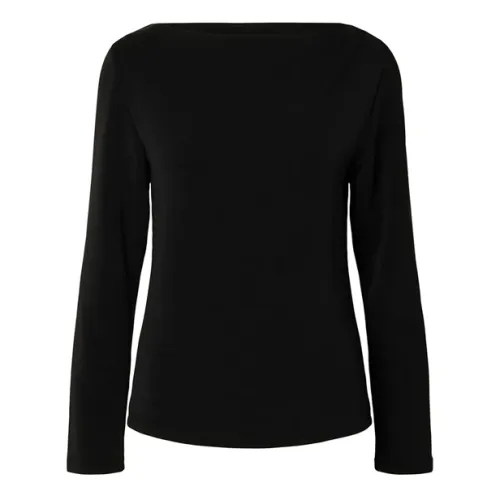 Tenny Draped Boatneck Top - Black 