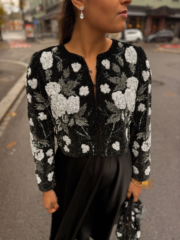 Beaded Cropped Jacket - Glamour - Image 1