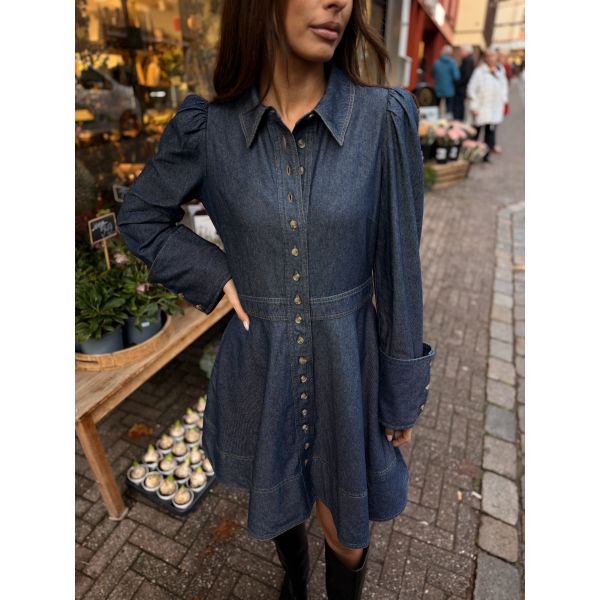 Denim Mini Dress - Dark Blue 