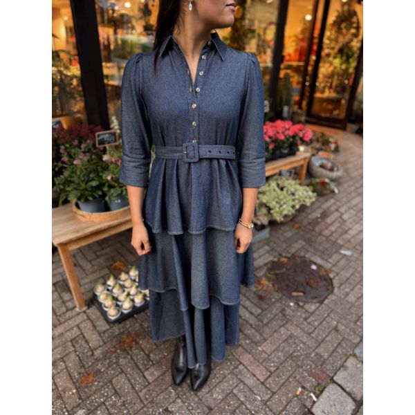 Denim Shirt Dress - Dark Blue 