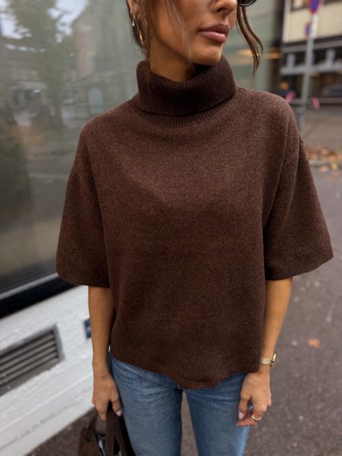 Emila 2/4 Wool Knit Pullover - Chocolate Brown 