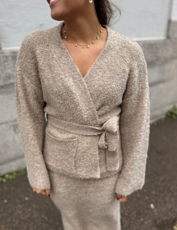 Plyra Knit Cardigan - Warm Taupe - Image 1