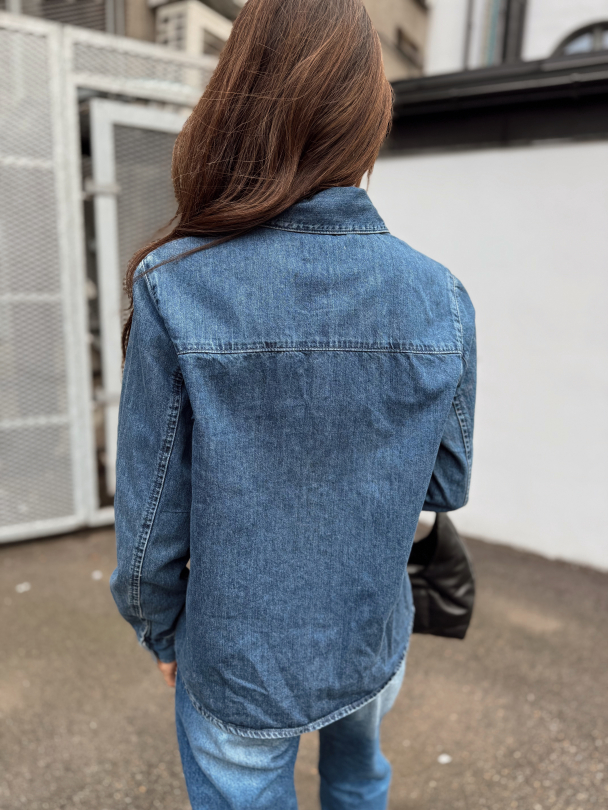 Bea Noa Regular Shirt - Medium Denim Blue  - Image 3