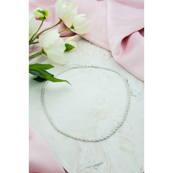 Twisted Necklace Thin Silver 