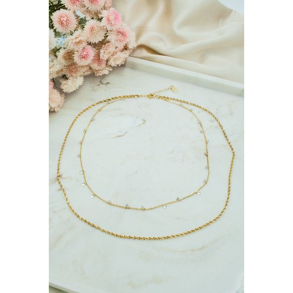 Double Crystal Twisted Necklace