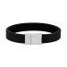Silver bracelet black calf leather - 12mm 