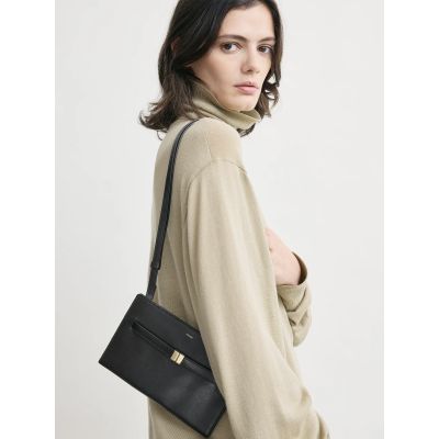 Belted Leather Crossbody Black