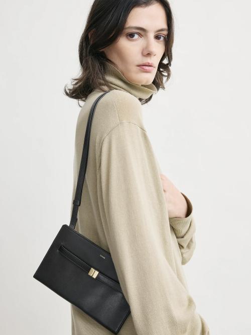 Belted Leather Crossbody Black