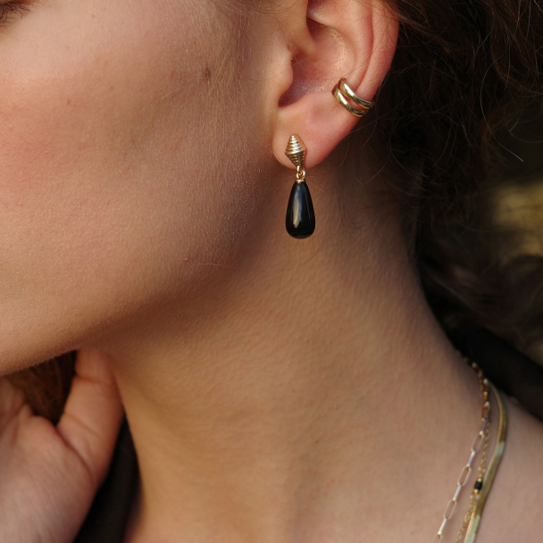 Øredobber Vinatge Drops Svart - Image 3