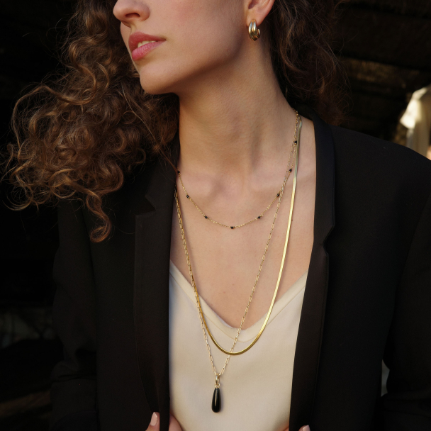 Langt Smykke Vintage Drops Svart - Image 1