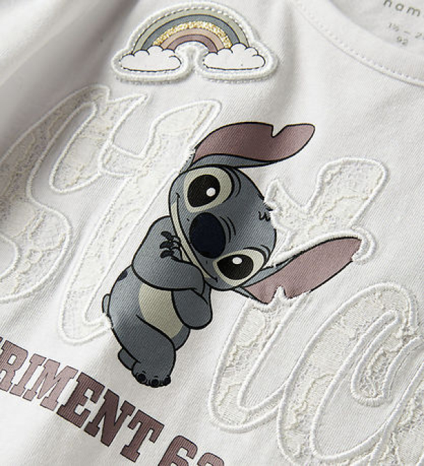 NMFArna Stitch langermet t-shirt, hvit - Image 2
