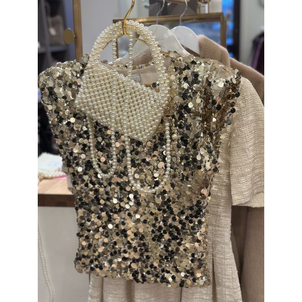 Carrie Sequins Gold Topp |Carrie Sequins Gold fra New York Simplicity
