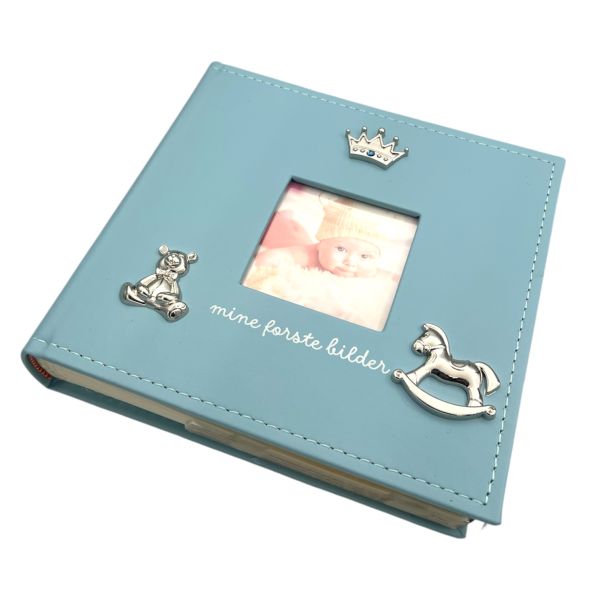 Fotoalbum, blå "Mine første bilder"