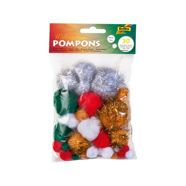 POMPONGER SETT M/GLITTER - Jul mix - 30ASS.