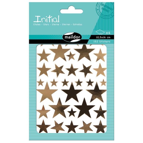 Klistremerker – Stjerner - gull/sølv– 4ark 2×2 farge