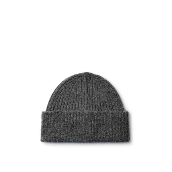 Lulu Wool Blend Knit Beanie - Medium Grey Melange 