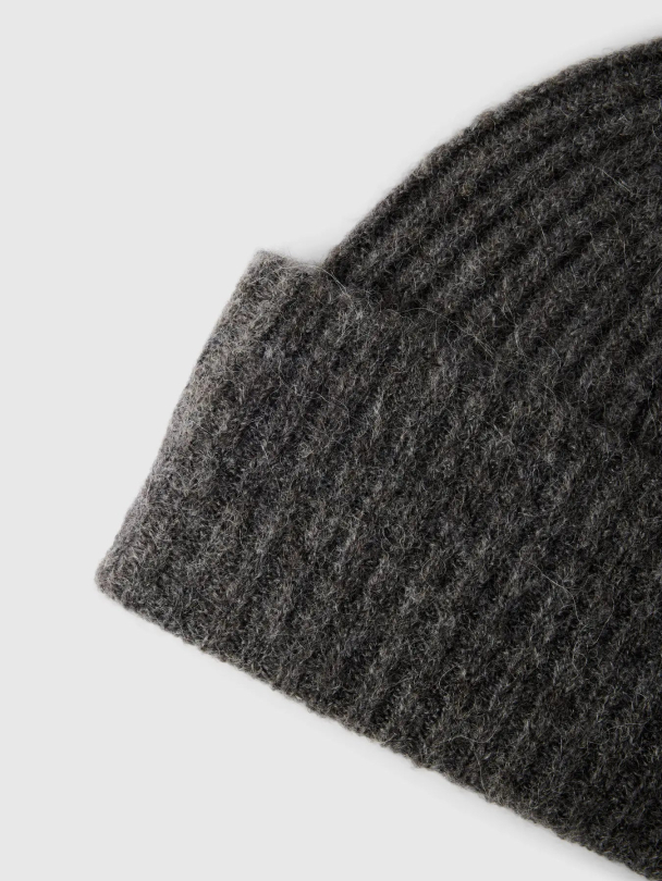Lulu Wool Blend Knit Beanie - Medium Grey Melange  - Image 2