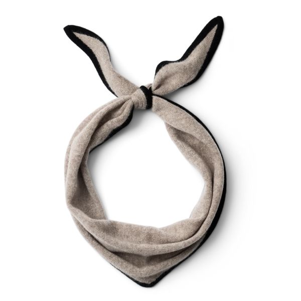 Maria Contrast Cashmere Scarf - Fungi/Black 
