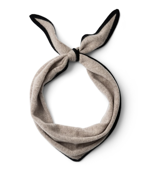 Maria Contrast Cashmere Scarf - Fungi/Black  - Image 1