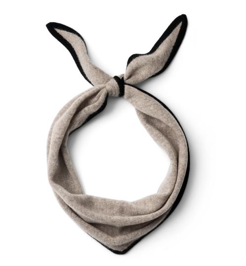 Maria Contrast Cashmere Scarf - Fungi/Black 