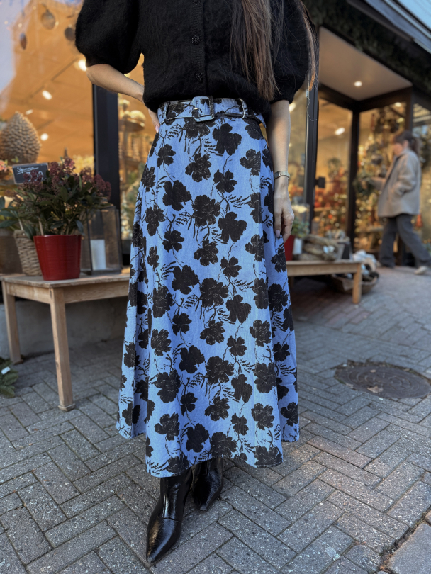 Baby Cord Maxi Skirt - Blue Peony - Image 1