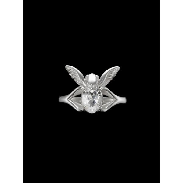 Tiny Gargoyle Ring - Silver - Clear Quartz