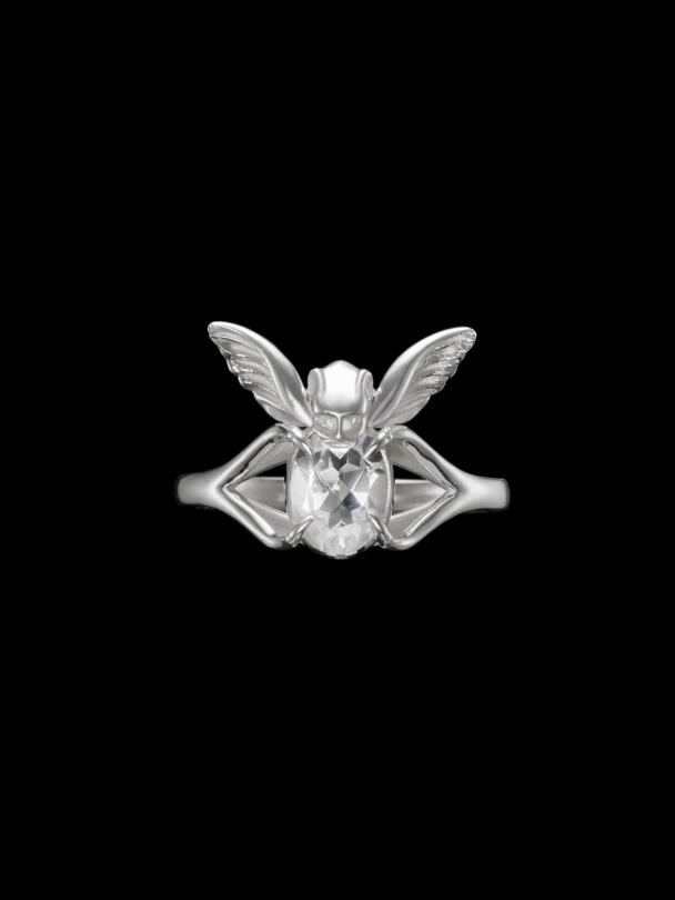 Tiny Gargoyle Ring - Silver - Clear Quartz - Image 1