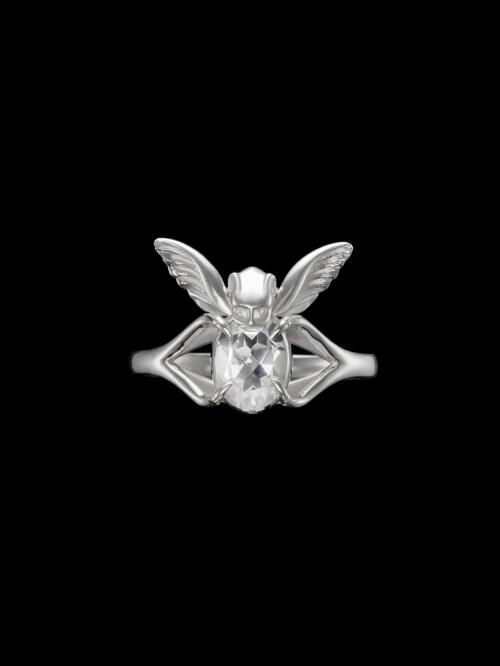 Tiny Gargoyle Ring - Silver - Clear Quartz