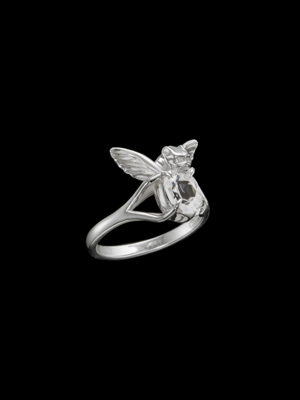 Tiny Gargoyle Ring - Silver - Clear Quartz - Image 2