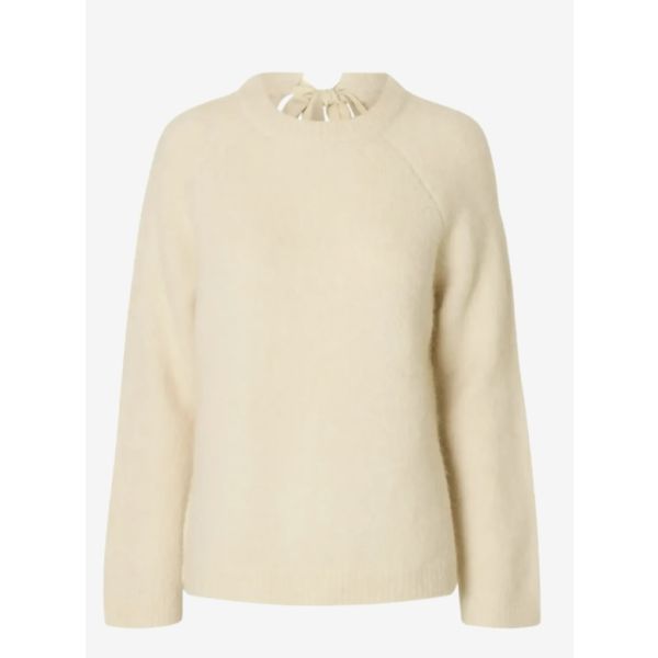 Gabella Knit Bow O-Neck - Birch 