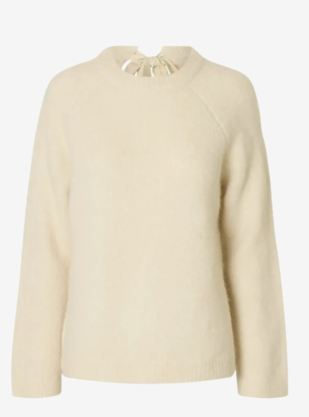 Gabella Knit Bow O-Neck - Birch  - Image 2