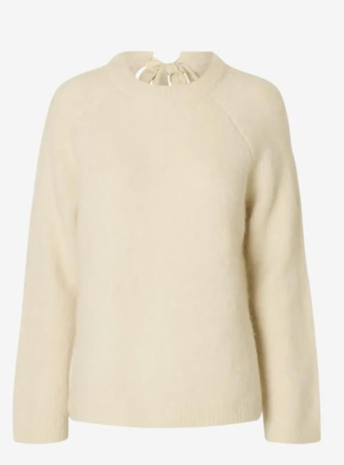 Gabella Knit Bow O-Neck - Birch 